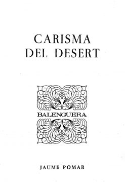 Carisma del desert - Jaume Pomar Llambias - Balenguera - portada
